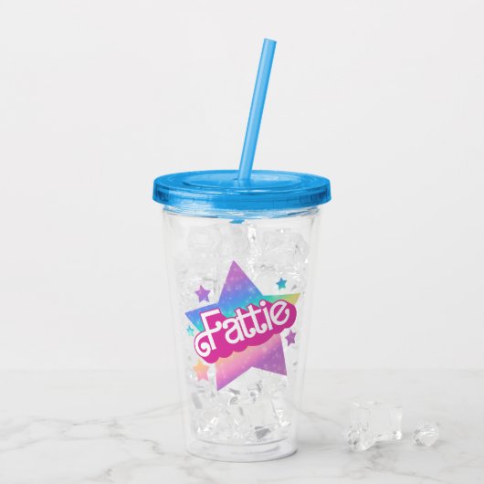 Fattie Plus Maat Regenboog Retro 90's Nostalgia St Acryl Drinkbeker (Achterkant ijs)