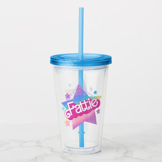 Fattie Plus Maat Regenboog Retro 90's Nostalgia St Acryl Drinkbeker (Voorkant)