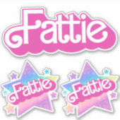 Fattie Plus Maat Regenboog Retro 90's Nostalgia St Sticker (Voorkant)
