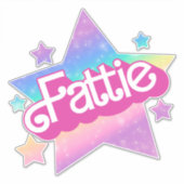 Fattie Plus Maat Regenboog Retro 90's Nostalgia St Sticker (Voorkant)