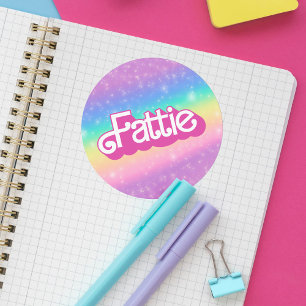 Fattie Plus Maat Regenboog Retro 90's Nostalgie Ro Ronde Sticker