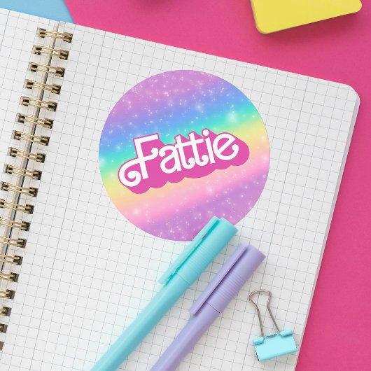 Fattie Plus Maat Regenboog Retro 90's Nostalgie Ro Ronde Sticker