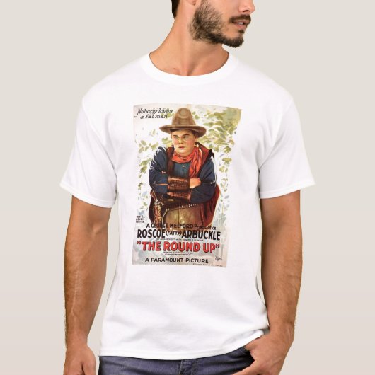 Fatty Arbuckle the Round Up stomme film T-shirt (Voorkant)