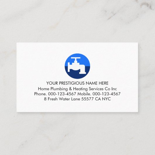 Faucet Pipeline Leaking Blue Waters Visitekaartje (Achterkant)