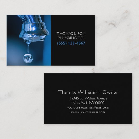 Faucet Water Drip Professional Plug Service Visitekaartje (Voorkant / Achterkant)