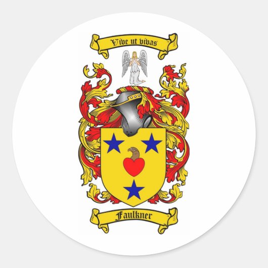 FAULKNER FAMILY CREST - FAULKNER COAT WAPENS RONDE STICKER (Voorkant)