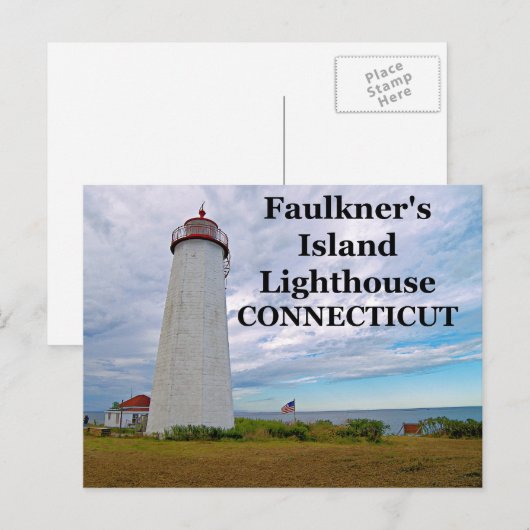 Faulkner's Island Lighthouse, Connecticut Briefkaa Briefkaart (Voorkant / Achterkant)