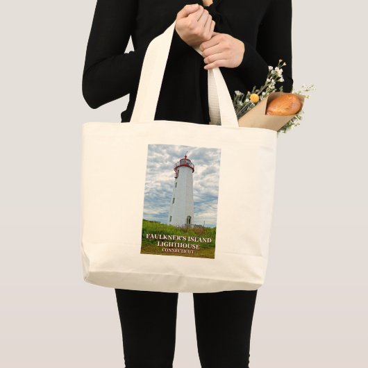 Faulkners Island Lighthouse, Connecticut Grote Tote Bag (Voorkant (product))