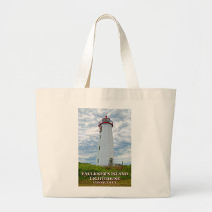 Faulkners Island Lighthouse, Connecticut Grote Tote Bag