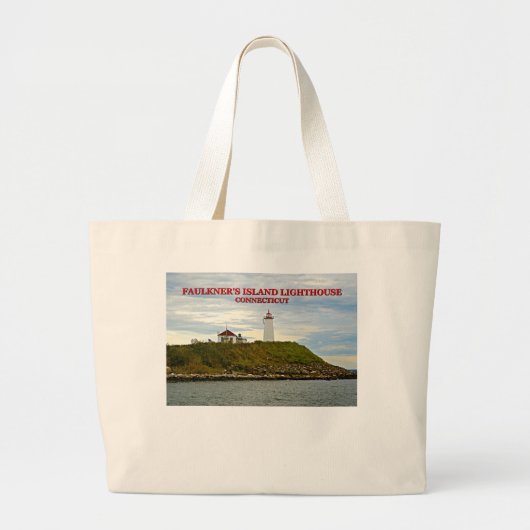 Faulkners Island Lighthouse, Connecticut Grote Tote Bag (Voorkant)