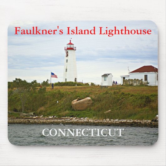 Faulkner's Island Lighthouse, Connecticut Mousepad Muismat (Voorkant)