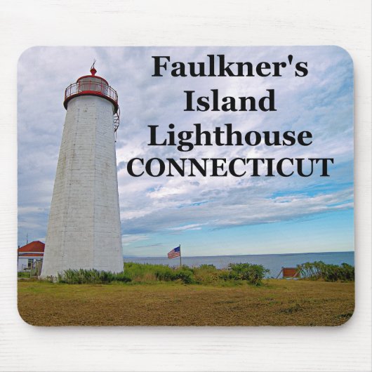Faulkner's Island Lighthouse, Connecticut Mousepad Muismat (Voorkant)