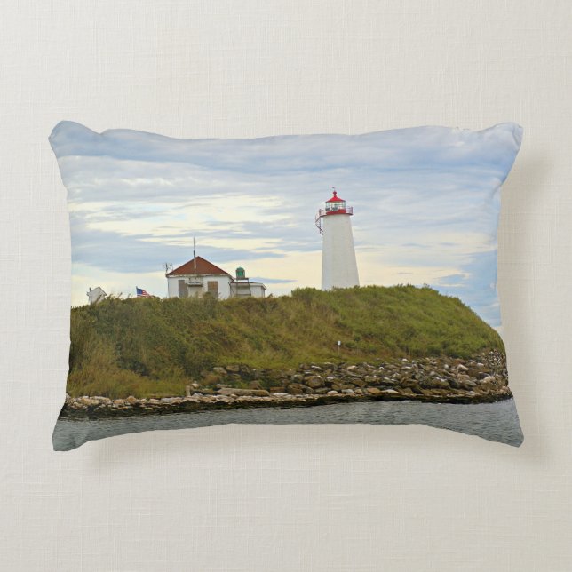 Faulkners Island Lighthouse Connecticut Pillow Accent Kussen (Voorkant)