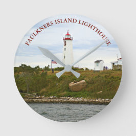 Faulkners Island Lighthouse, CT Wall Clock Ronde Klok