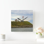 Faulkners Island Lighthouse, CT Wall Clock Vierkante Klok (Huis)