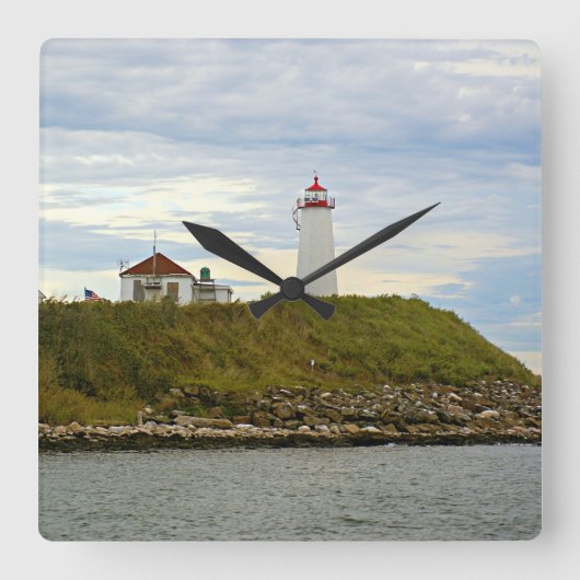 Faulkners Island Lighthouse, CT Wall Clock Vierkante Klok (Voorkant)