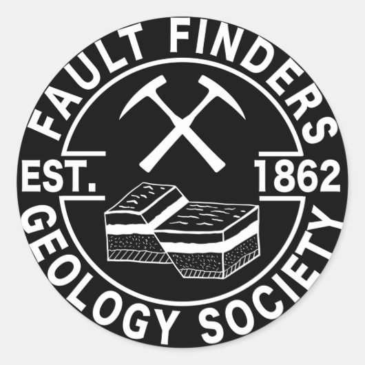 Fault Finders Geology Society Est. 1862 Ronde Sticker (Voorkant)