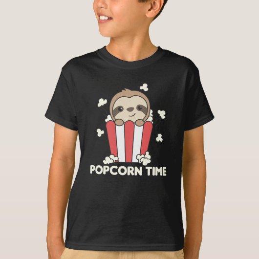 Fault Popcorn Time Funny Animals in Essen T-shirt (Voorkant)