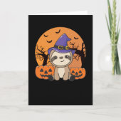 Fault Witch Pumpkin Sloths Happy Halloween Kaart (Voorkant)