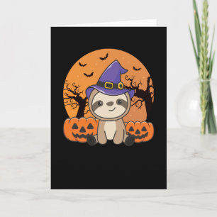 Fault Witch Pumpkin Sloths Happy Halloween Kaart
