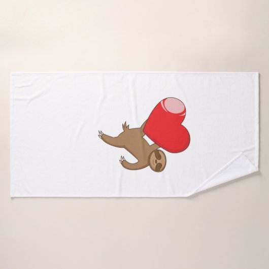 Faultier mit Herz "Ich liebe Faultiere" Badhanddoek (Badhanddoek)