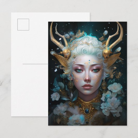 Faun Elf Vrouw Fantasy Kunst Briefkaart (Voorkant / Achterkant)