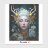 Faun Elf Vrouw Fantasy Kunst Sticker (Vel)