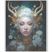 Faun Elf Vrouw Fantasy Kunst Sticker (Voorkant)