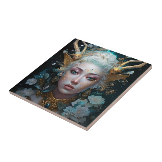 Faun Elf Vrouw Fantasy Kunst Tegeltje (Zijkant)