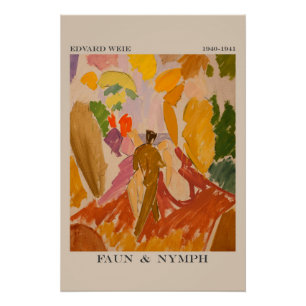 Faun en Nimf 1941 door Edvard Weie Perfect Poster