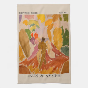 Faun en Nimf 1941 door Edvard Weie Theedoek