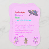 Faun en Unicorn Sleepover of andere partij uit te Kaart (Voorkant / Achterkant)