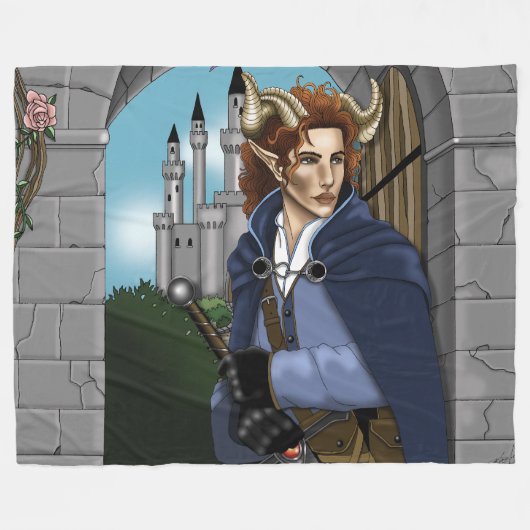 Faun Gehoornde Fae Fantasie Fleece Deken (Voorkant (Horizontaal))