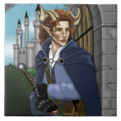 Faun Gehoornde Fae Fantasie Tegeltje (Voorkant)