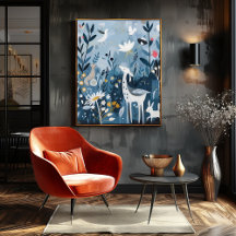 Fauna en el Bosque: Paisaje Folk y Naive Colorido