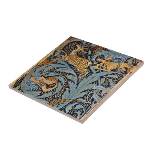 Fauns with Deer and hounds on vine" Tegeltje (Zijkant)