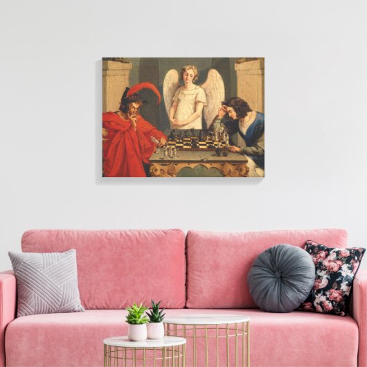 Faust en Mephistopheles die kaas afspelen Canvas Afdruk (Insitu (Woonkamer))