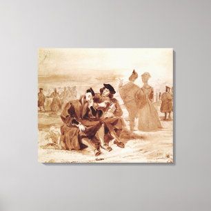 Faust en Wagner in gesprek in Canvas Afdruk