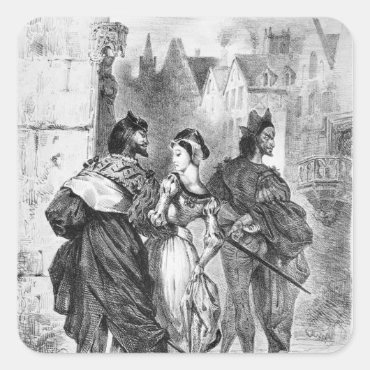 Faust meeting Marguerite Vierkante Sticker (Voorkant)