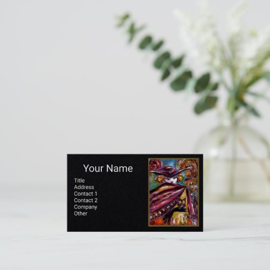 FAUST Mysteriel masker met Paars zwart zwart zwart Visitekaartje (Staand voorkant)