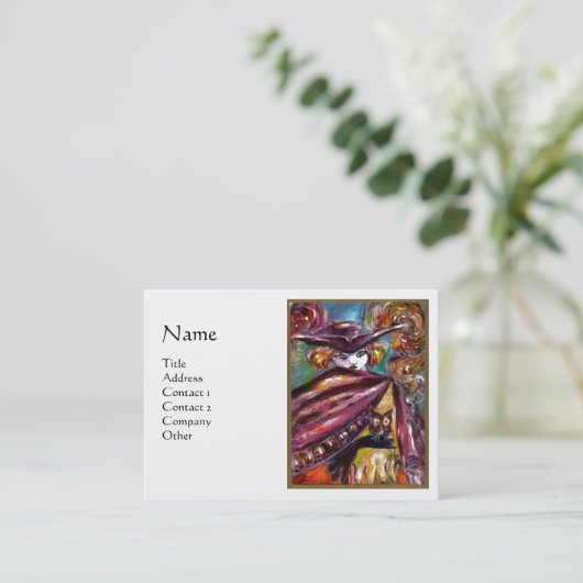 FAUST/mysterieus masker met Paars wit ijs Visitekaartje (Staand voorkant)