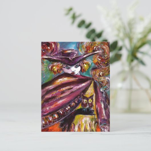 FAUST/mysterieus masker met Tricorn en Owl Briefkaart (Staand voorkant)