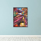 FAUST/mysterieus masker met Tricorn en Owl Canvas Afdruk (Insitu (Houten vloer))