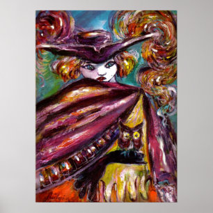 FAUST/mysterieus masker met Tricorn en Owl Poster