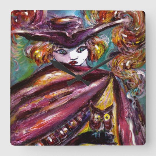 FAUST/mysterieus masker met Tricorn en Owl Vierkante Klok (Voorkant)