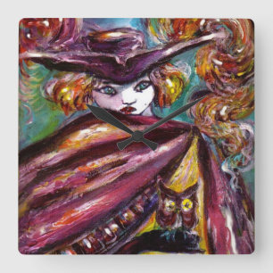 FAUST/mysterieus masker met Tricorn en Owl Vierkante Klok