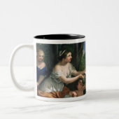 Faustulus verroeit Romulus en Remus Tweekleurige Koffiemok (Links)