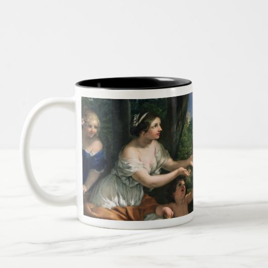 Faustulus verroeit Romulus en Remus Tweekleurige Koffiemok (Links)