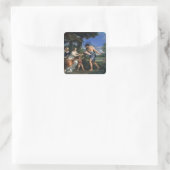 Faustulus verroeit Romulus en Remus Vierkante Sticker (Tas)