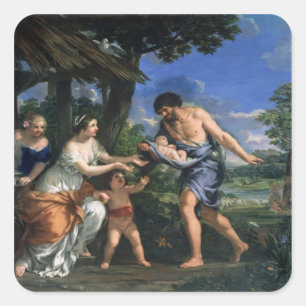 Faustulus verroeit Romulus en Remus Vierkante Sticker